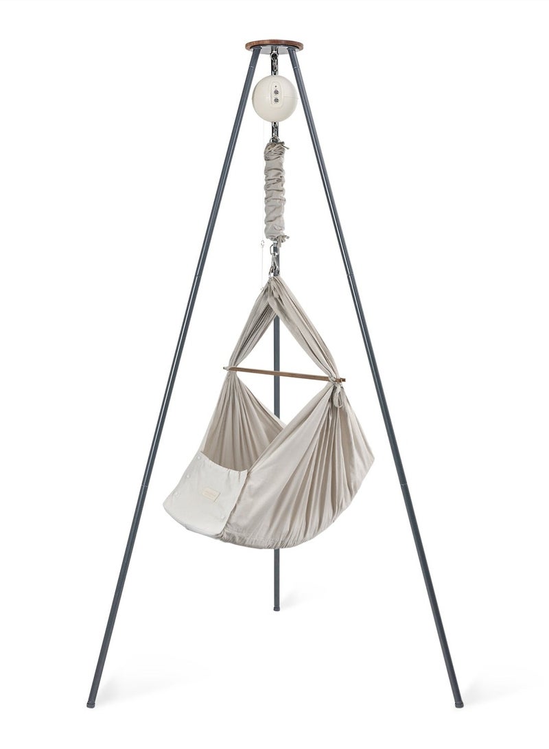 مونبون مجموعة نوم الأطفال الكلاسيكية من مونبون - أرجوحة نظام نوم عضوي | تتضمن محرك بلوتوث وحامل ثلاثي القوائم | تصميم دنماركي لنوم أفضل للطفل (عشب البحر، حامل ثلاثي القوائم رمادي) - Image 1